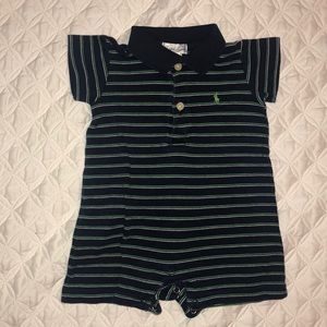 Ralph Lauren Romper 
Navy and green stripes 
3-6M